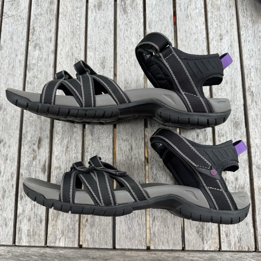 Teva Tirra Sport Sandals Womens 11 Strappy Black Gray Trail Water Shoc Pad Hike